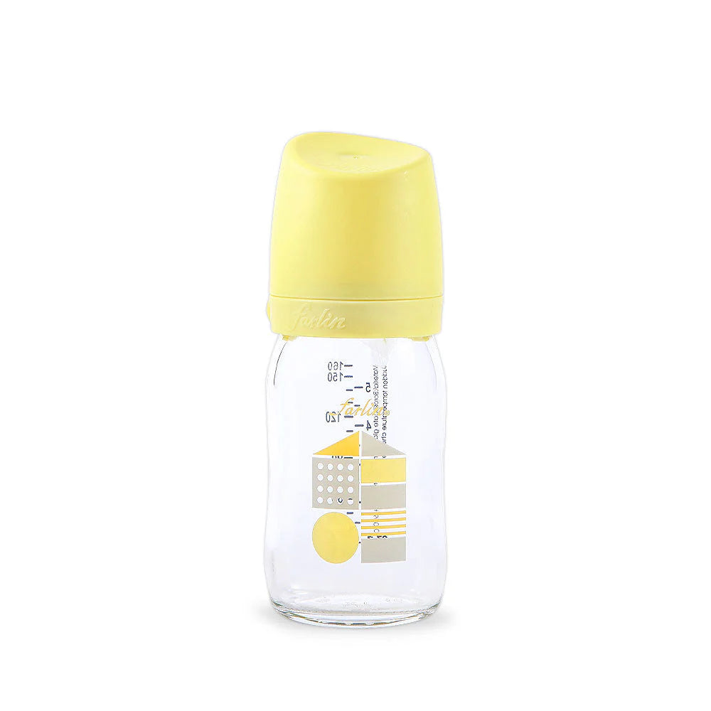 FARLIN WIDE NECK GLASS FEEDER 160ML - YELLOW