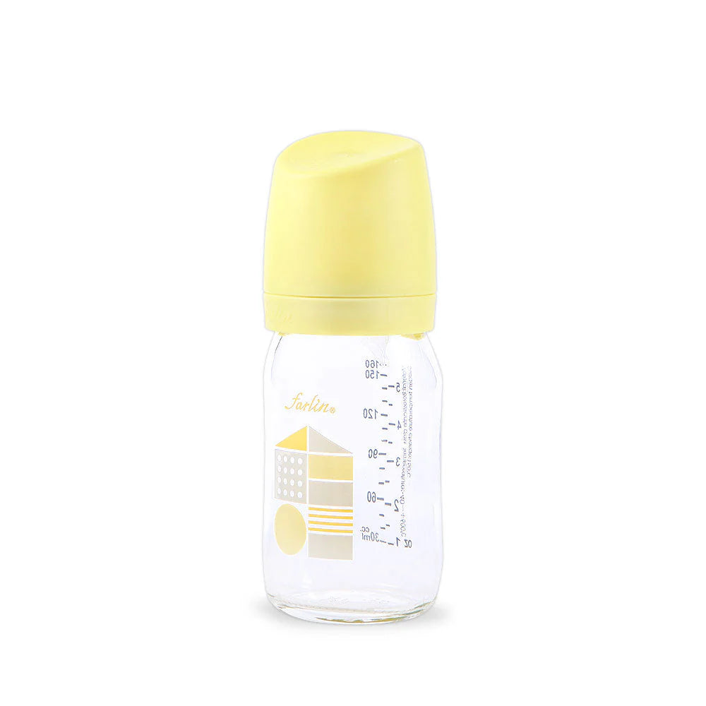 FARLIN WIDE NECK GLASS FEEDER 160ML - YELLOW