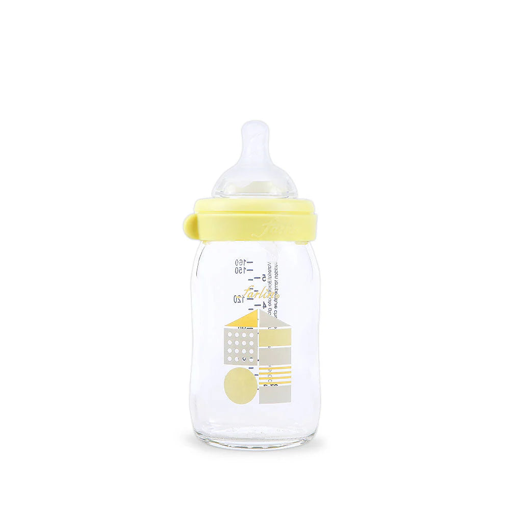 FARLIN WIDE NECK GLASS FEEDER 160ML - YELLOW