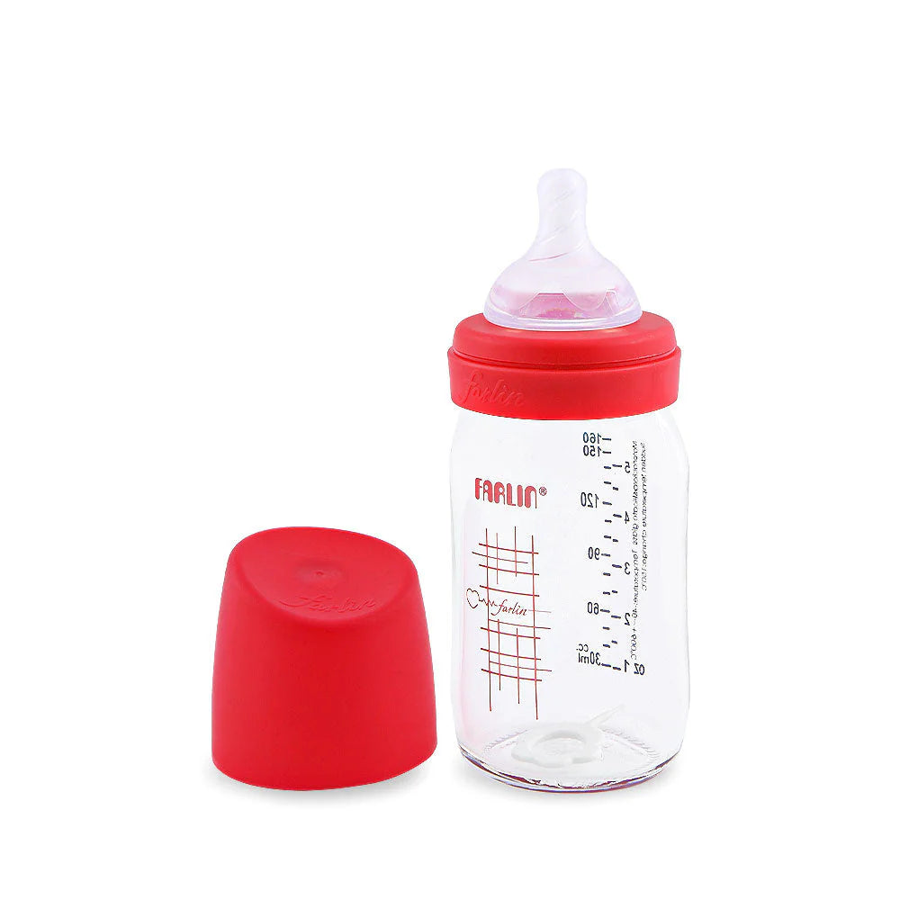 FARLIN WIDE NECK GLASS FEEDER 160ML - RED