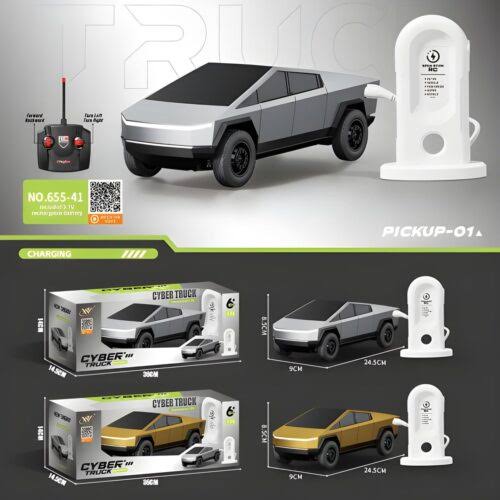 Remote Control Tesla Cyber Truck with EV Station Music Lights and Smoke Effect