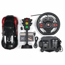 Luxury Remote  Control  Steering Wheel Racing Car Set with Pedals & Traffic Signal