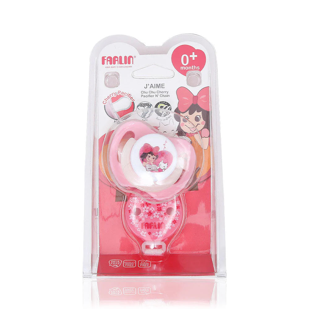 CHU CHU PACIFIER-CHERRY N' CHAIN PINK