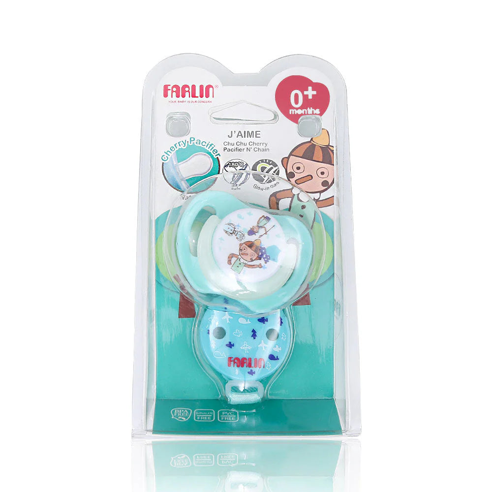 CHU CHU PACIFIER-CHERRY N' CHAIN BLUE