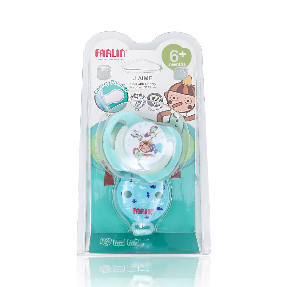 CHU CHU PACIFIER-CHERRY N' CHAIN BLUE