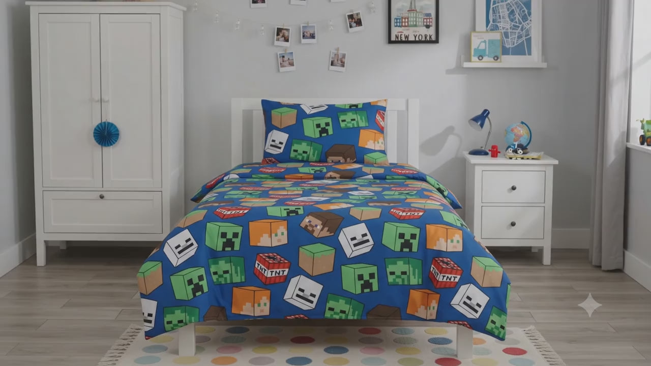 Minecraft characters kids Cotton Bed Sheet