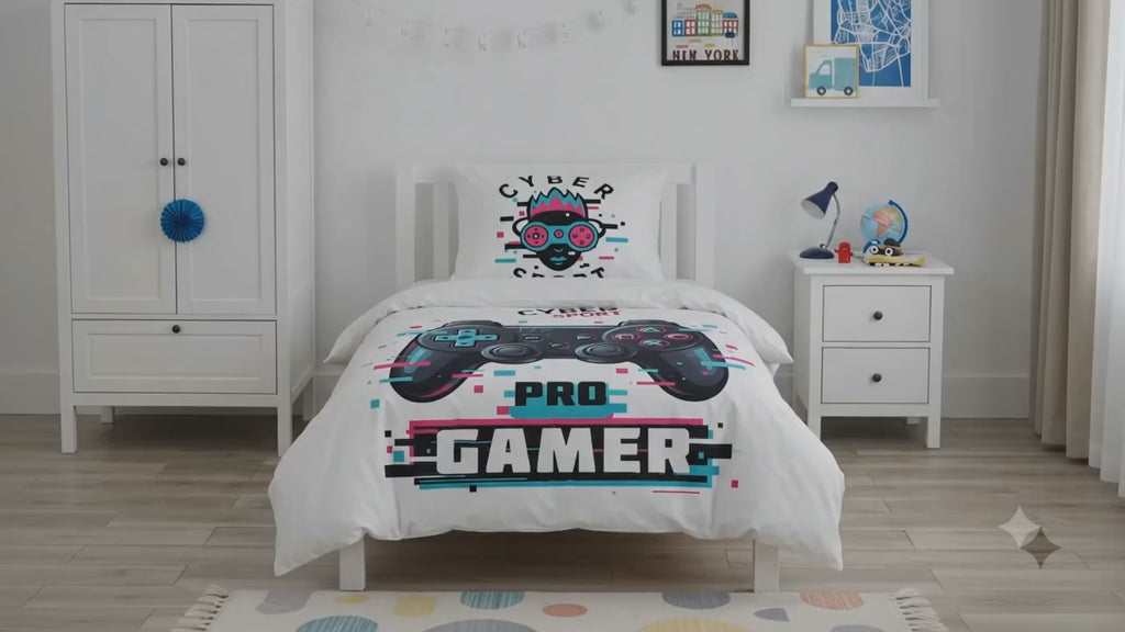Cyber Sport Gaming Themed kids Cotton Bed Sheet