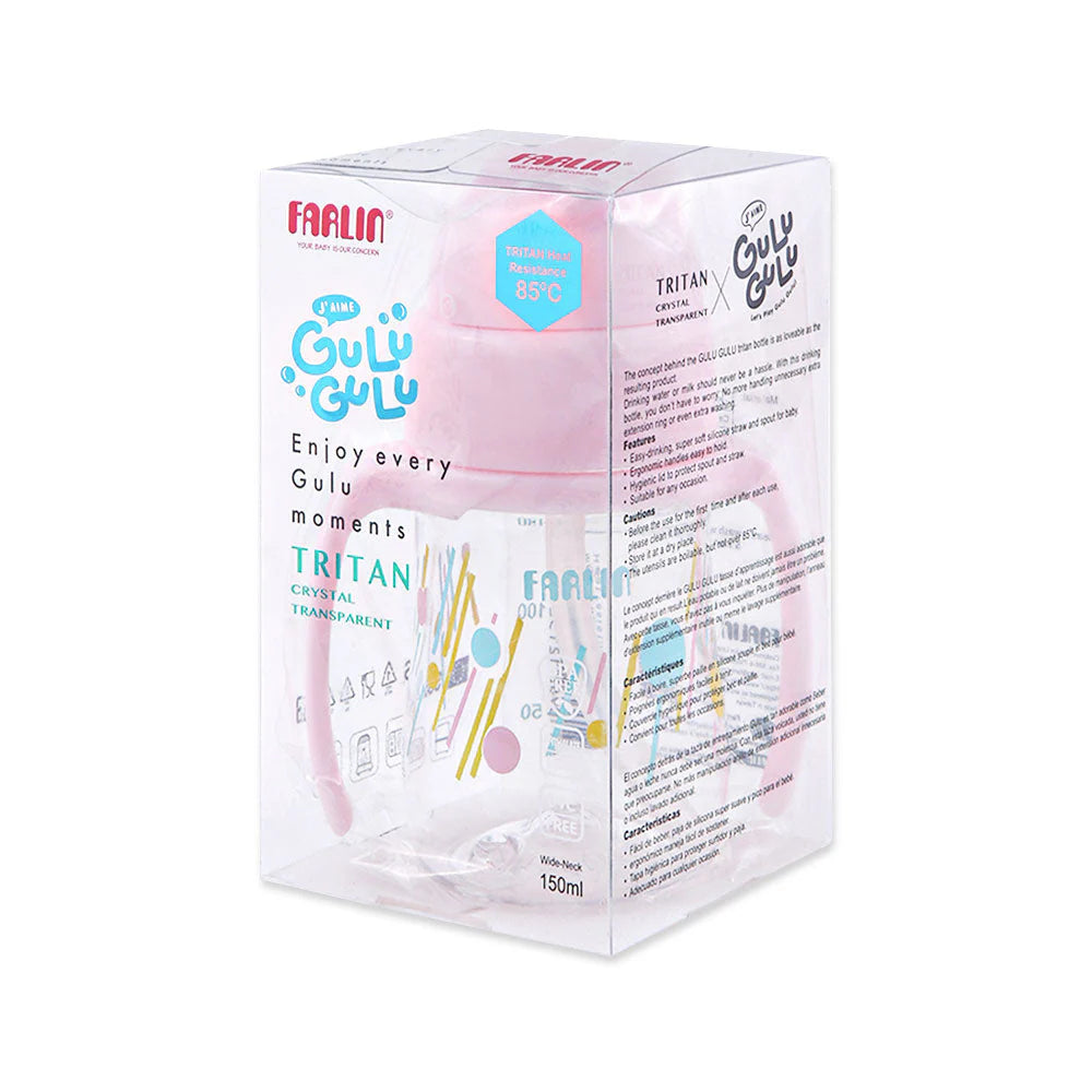 FARLIN STRAW DRINKING CUP W/HANDLE 150ML-PINK