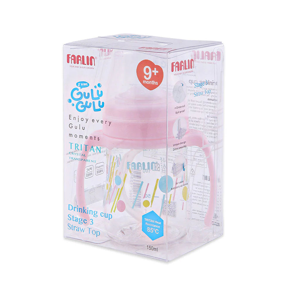 FARLIN DRINKING CUP STAGE 3-STRAW 150ML-PINK