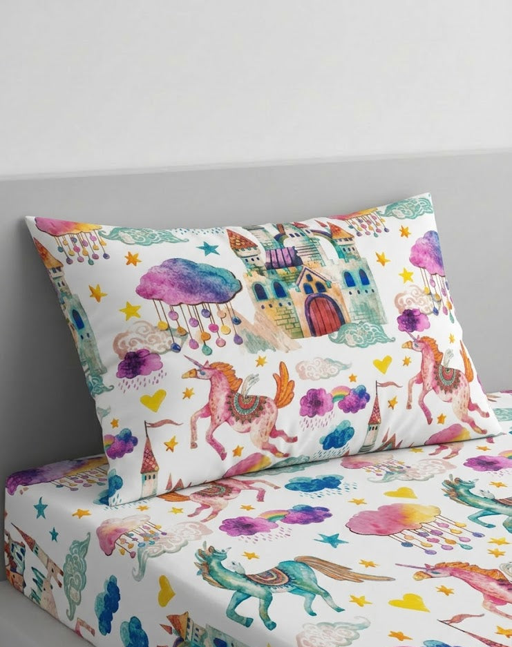 Princess Castle kids Cotton Bed Sheet