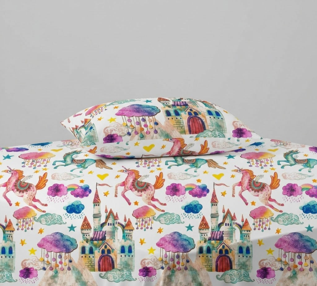 Princess Castle kids Cotton Bed Sheet