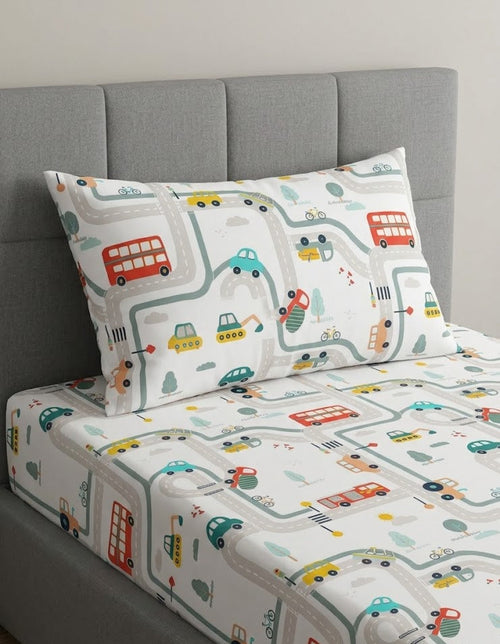 Cityscape-themed kids Cotton Bed Sheet
