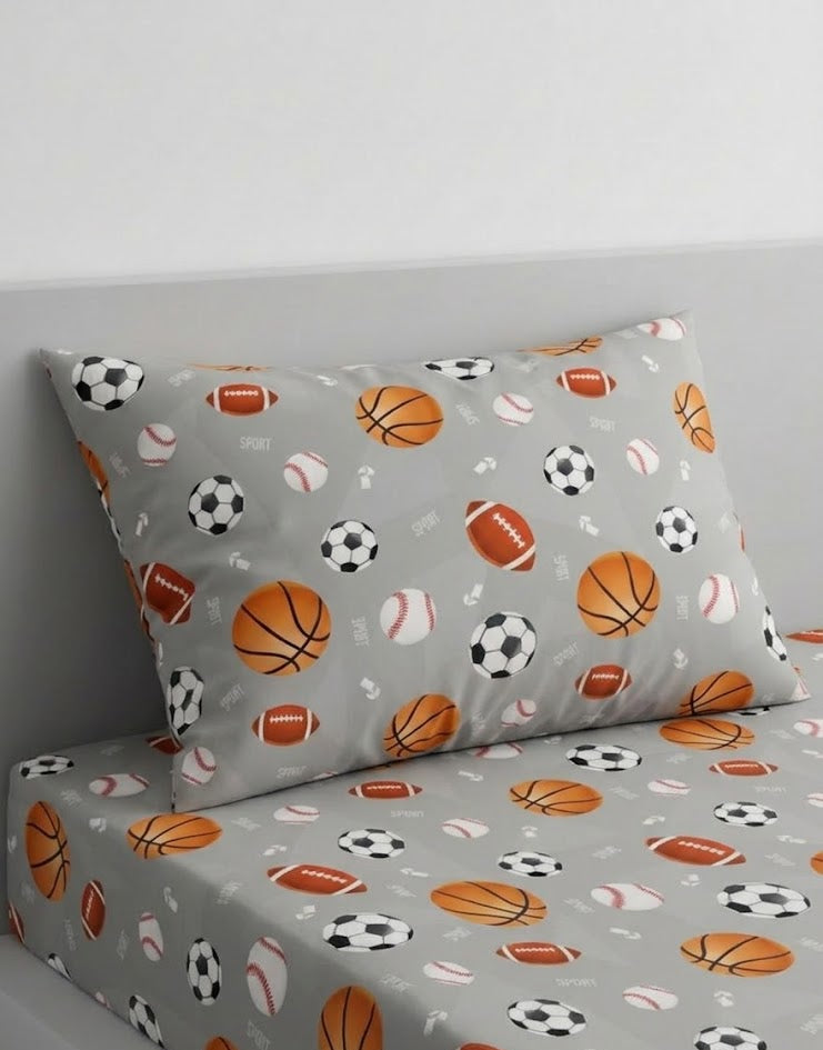 Sports Themed kids Cotton Bed Sheet