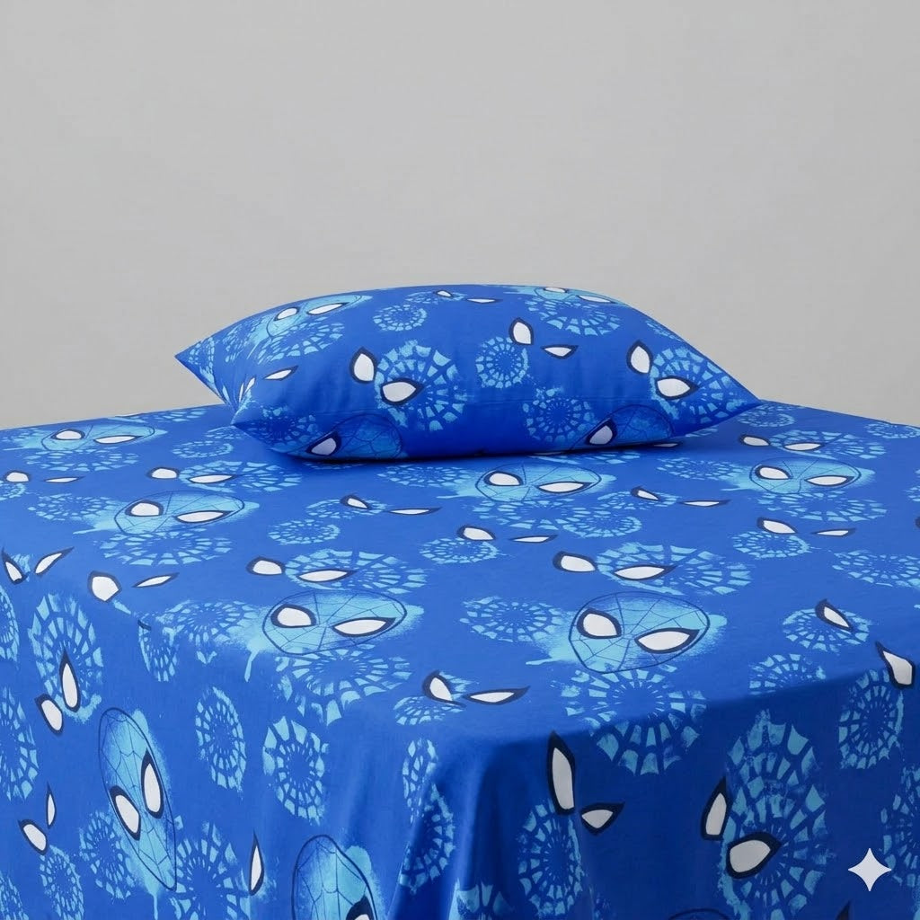 Blue Spider-Man Cotton Bed Sheet