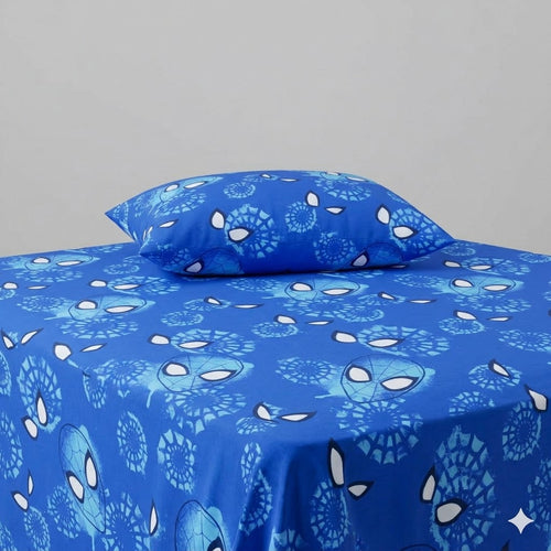 Blue Spider-Man Cotton Bed Sheet
