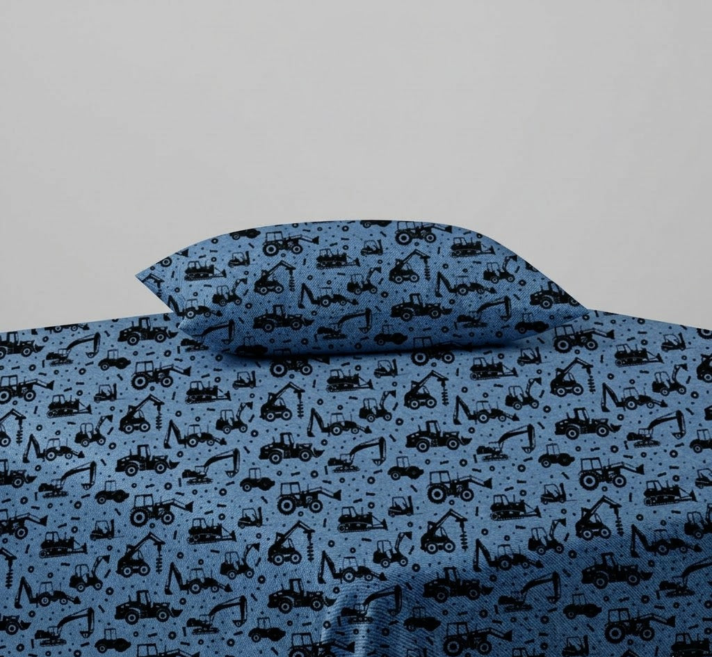 Construction Vehicle kids Cotton Bed Sheet