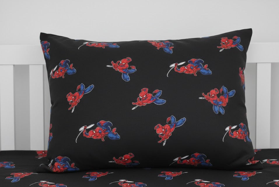 Spider-Man superhero in action poses kids Cotton Bed Sheet
