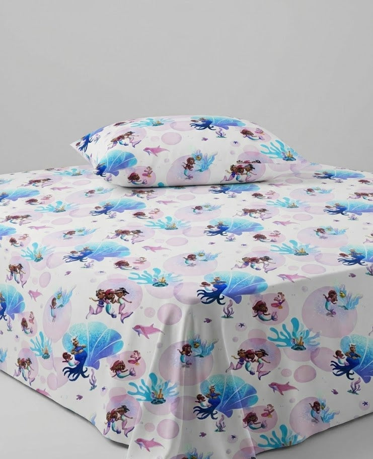 Disney's The Little Mermaid characters kids Cotton Bed Sheet
