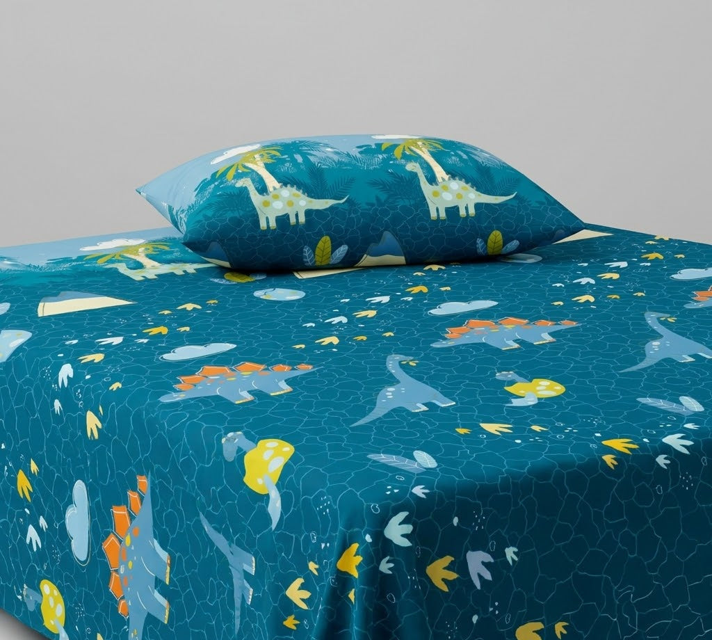 Cartoon Dinosaurs kids Cotton Bed Sheet