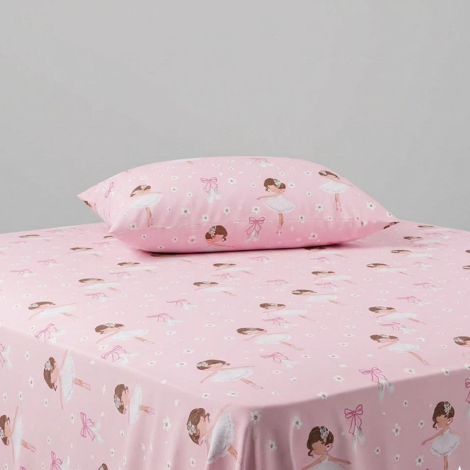 Cartoon Ballerinas  with bows kids Cotton Bed Sheet