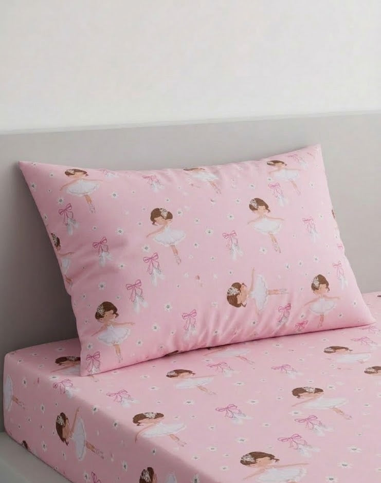Cartoon Ballerinas  with bows kids Cotton Bed Sheet