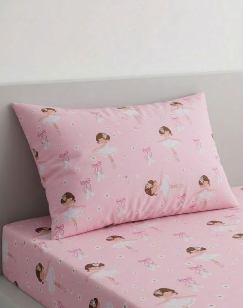 Cartoon Ballerinas  with bows kids Cotton Bed Sheet