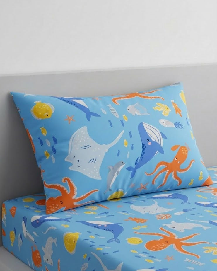 Ocean Animal Themed kidsCotton Bed Sheet